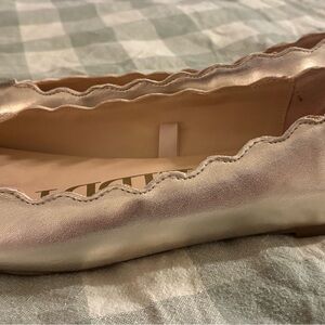 Sam & Libby Metallic Pewter Scalloped Ballet Flats 9.5 Girlhoodcore Fairy Demure